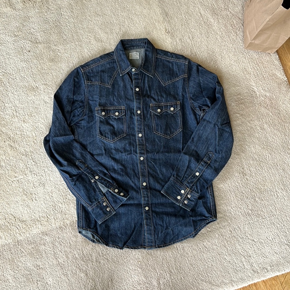 J. Crew Western sawtooth pearl snap denim shirt